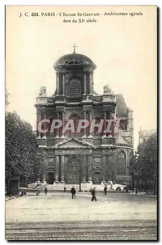 Cartes postales Paris L'Eglise St Gervais Architecture ogivale date du XI siecle