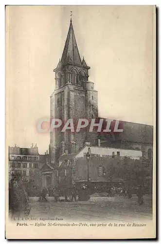 Cartes postales Paris Eglise St Germain des Pres vue prise de la rue de Rennes