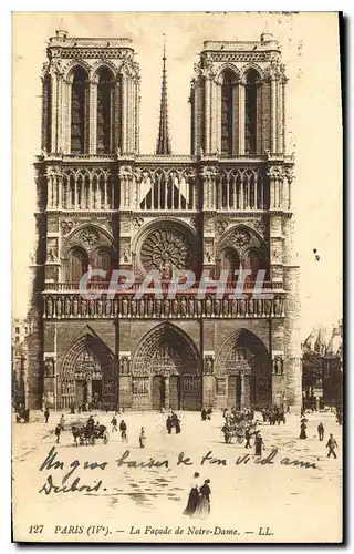 Cartes postales Paris La Facade de Notre Dame