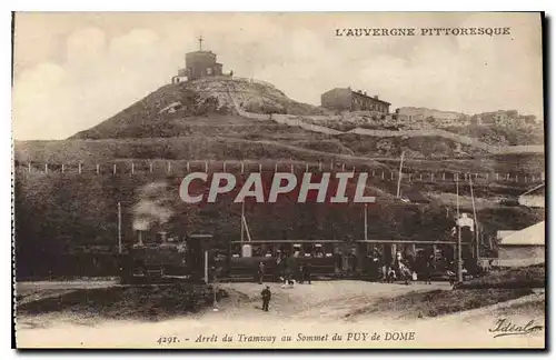 Ansichtskarte AK L'Auvergne Arret du Tramway au Sommet du Puy de Dome Train