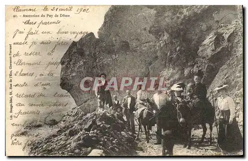 Cartes postales Ascension du Puy de Dome Ane Mule Enfants