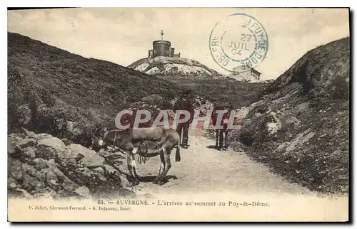 Cartes postales Auvergne L'arrivee au sommet du Puy de Dome Ane Mule