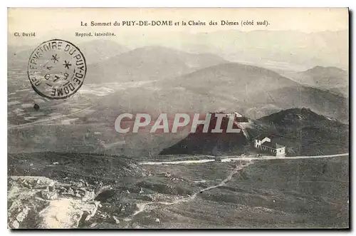 Cartes postales Le Sommet du Puy de Dome et la Chaine des Domes cote sud