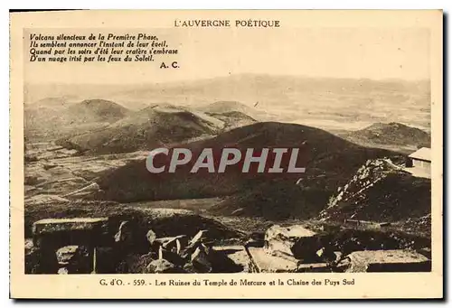 Ansichtskarte AK L'Auvergne Poetique Les Ruines du Temple de Mercure et la Chaine des Puys Sud