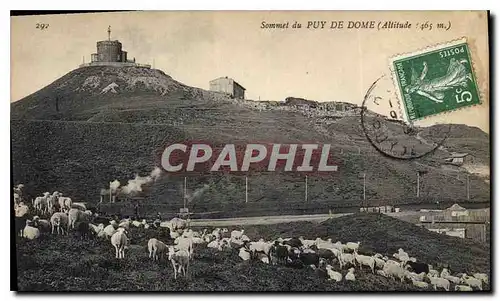 Cartes postales Sommet du Puy de Dome Moutons Train