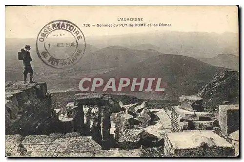Cartes postales L'Auvergne Sommet du Puy de Dome et les Domes