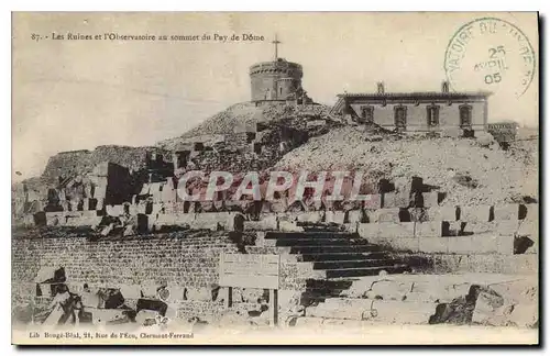 Cartes postales Les Ruines et l'Observatoire au sommet du Puy de Dome