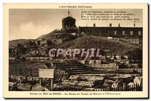 Cartes postales Sommet du Puy de Dome Les Ruines du Temple de Mercure et l'Observatoire