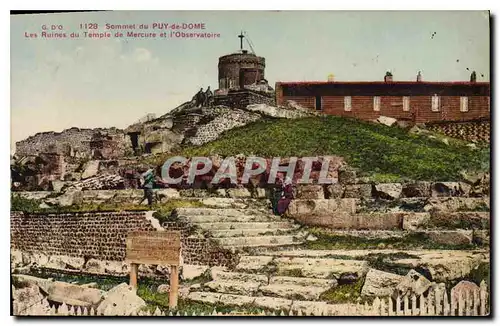 Cartes postales Sommet du Puy de Dome Les Ruines du Temple de Mercure et l'Observatoire