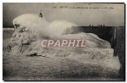 Cartes postales Brest La Jetee un jour de tempete