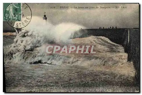 Cartes postales Brest La Jetee un jour de Tempete