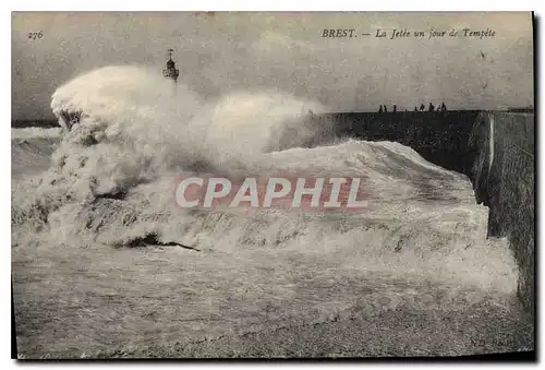 Cartes postales Brest La Jetee un jour de Tempete