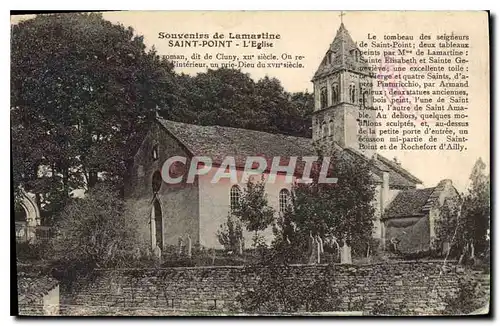 Cartes postales Souvenirs de Lamartine Saint Point L'Eglise
