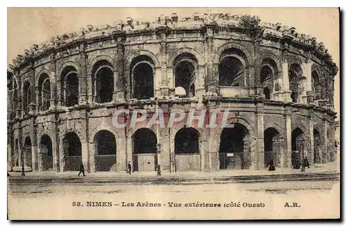 Cartes postales Nimes Les Arenes Vue exterieure cote Ouest