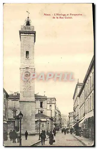 Cartes postales Nimes L'Horloge et Perspective de la Rue Guizot