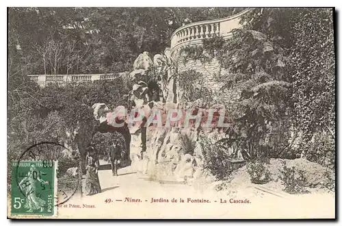 Cartes postales Nimes Jardins de la Fontaine La Cascade