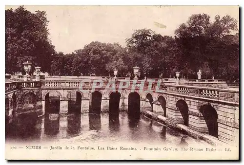 Ansichtskarte AK Nimes Jardin de la Fontaine Les Bains Romains