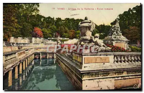 Ansichtskarte AK Nimes Jardin de la Fontaine Bains romains