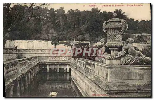 Ansichtskarte AK Nimes Jardins de la Fontaine Bains Romains