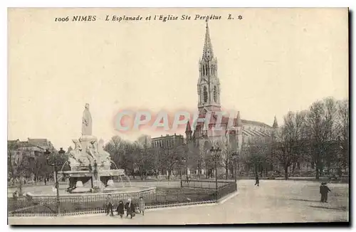 Ansichtskarte AK Nimes L'Esplanade et l'Eglise Ste Perpetue