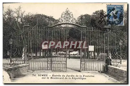 Ansichtskarte AK Nimes Entree du Jardin de la Fontaine sur le Boulevard de la Republique