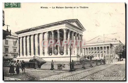 Ansichtskarte AK Nimes La Maison Carree et le Theatre