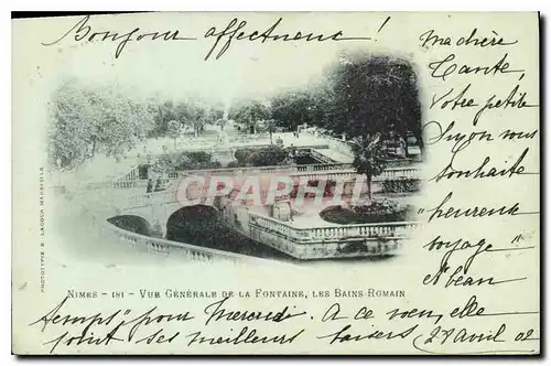 Ansichtskarte AK Nimes Vue generale de la Fontaine les Bains Romain