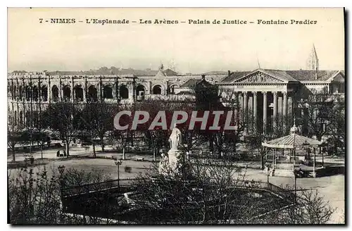 Ansichtskarte AK Nimes L'Esplanade Les Arenes Palais de Justice Fontaine Pradier