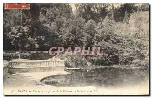 Cartes postales Nimes vue prise au jardin de la Fontaine la Source