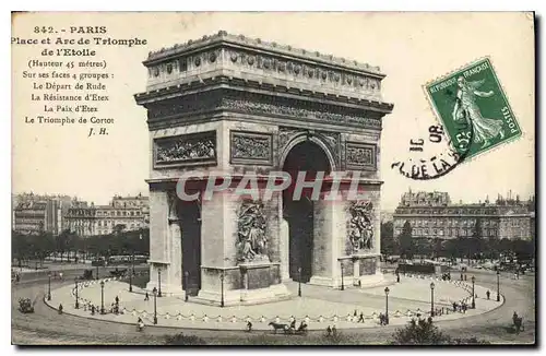 Cartes postales Paris Place et Arc de Triomphe de l'Etoile