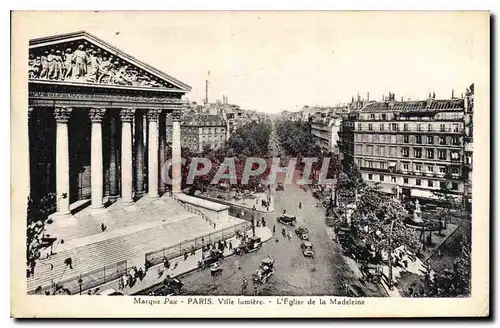 Cartes postales Marque Pax Paris Ville Lumiere l'eglise de la Madeleine