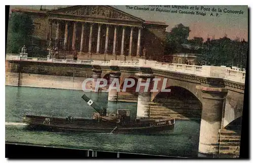 Cartes postales Paris la Chambre des Deputes et le Pont de la Concorde Bateau