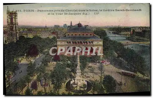 Ansichtskarte AK Paris panorama pris du Chartelet vers la Seine le Theatre Sarah Bernhardt et la Tour St Jacques