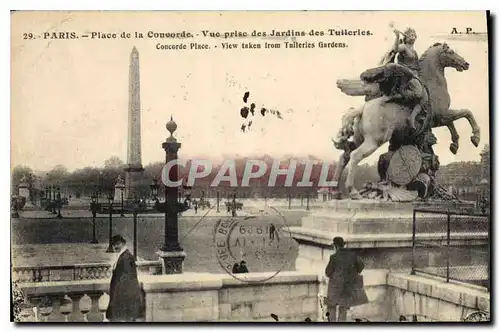 Cartes postales Paris Place de la Concorde vue prise des jardins des Tuileries