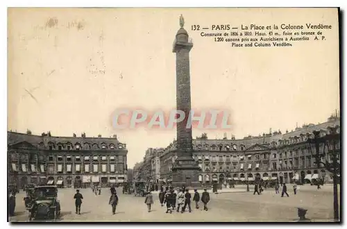 Cartes postales Paris La Place et la Colonne Vendome Construite de 1806 a 1810