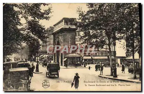 Cartes postales Paris Boulevard St Denis et la Porte St Martin