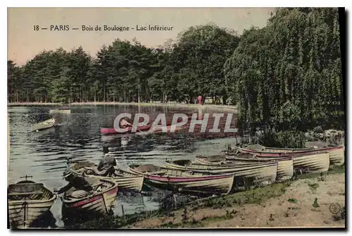 Cartes postales Paris Bois de Boulogne Lac Inferieur Bateaux