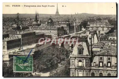 Cartes postales Paris panorama des Sept Ponts Tour Eiffel