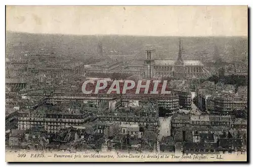 Ansichtskarte AK Paris panorama pris vers Montmartre Notre Dame a droite et la Tour Saint Jacques