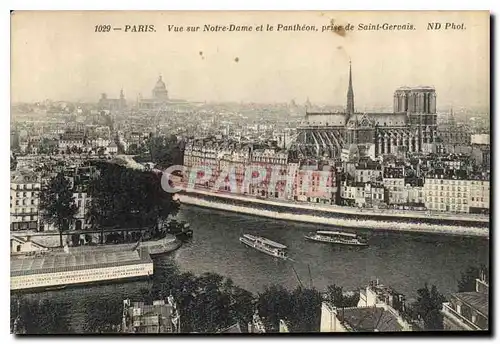 Ansichtskarte AK Paris vue sur Notre Dame et le Pantheon prise de Saint Gervais