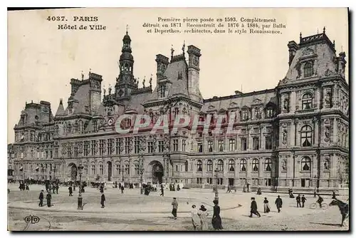 Ansichtskarte AK Paris hotel de Ville premiere Pierre posee en 1593 completement detruit en 1871