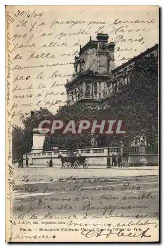 Cartes postales Paris Monument d'Etienne Marcel Quai de l'hotel de Ville