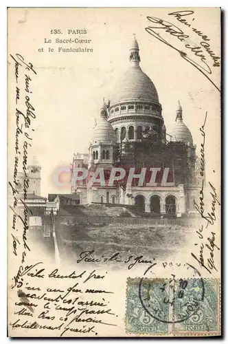 Cartes postales Paris le Sacre Coeur et le Funiculaire