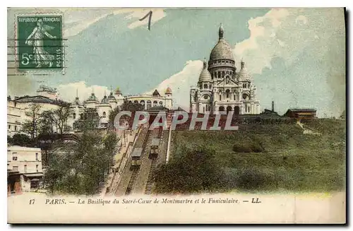 Ansichtskarte AK Paris la Basilique du Sacre Coeur de Montmartre et le Funiculaire