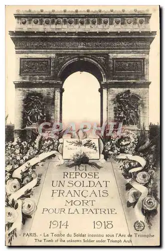 Cartes postales Paris le Tombe du Soldat Inconnu sous l'Arc de Triomphe