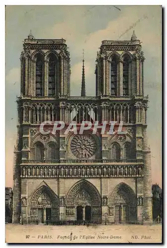 Cartes postales Paris Facade de l'eglise Notre Dame