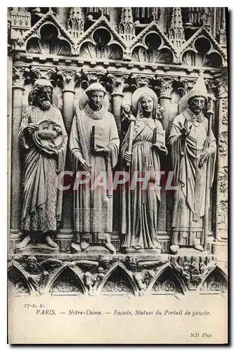 Cartes postales Paris Notre Dame Facade Statues du Portail de gauche