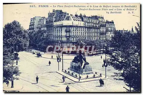 Ansichtskarte AK Paris La Place Denfert Rochereau et le Lion de Belfort