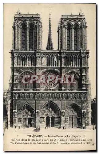 Cartes postales Paris Notre Dame La Facade