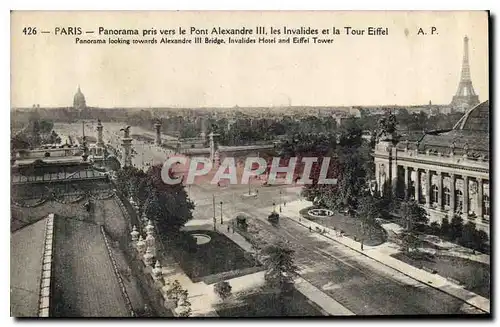 Cartes postales Paris Panorama pris vers le Pont Alexandre III les Invalides et la Tour Eiffel